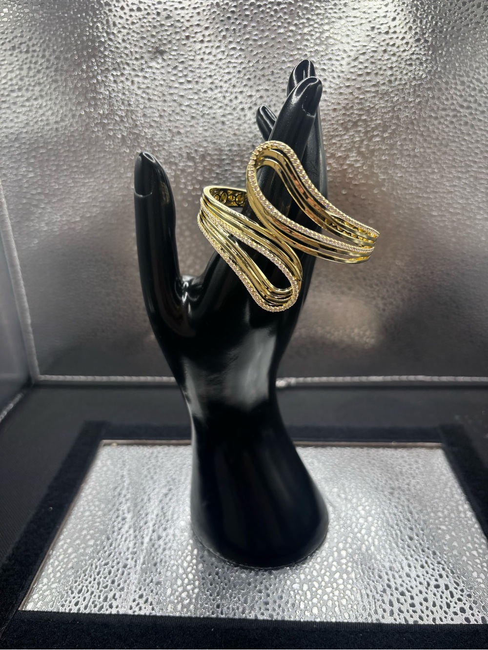 Gold Sculptural Wave Cuff Bracelet - Women Jewelry